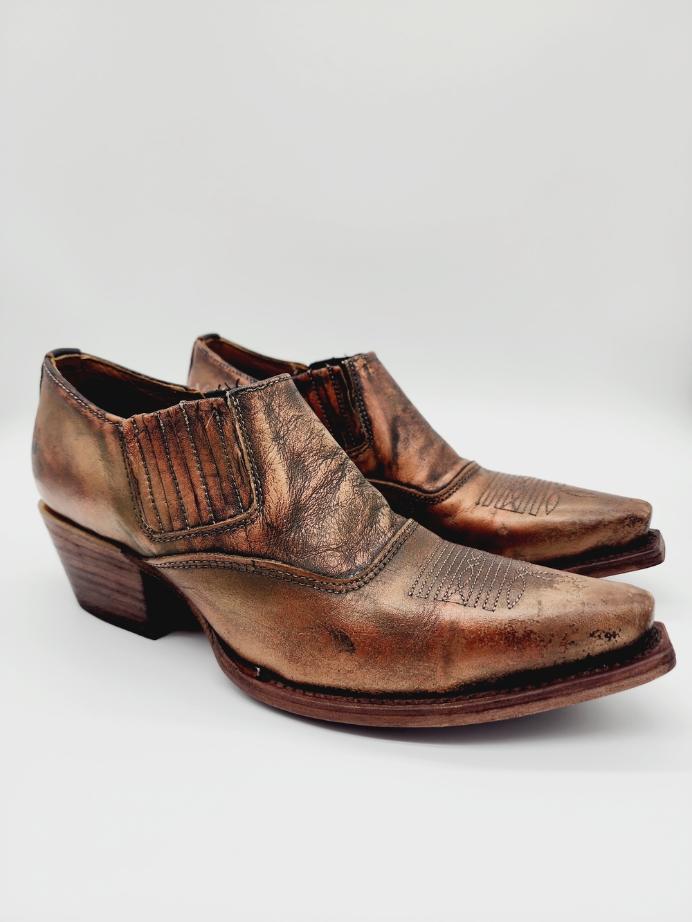 Freebird by Steven Metallic Bronze Western Ankle Booties